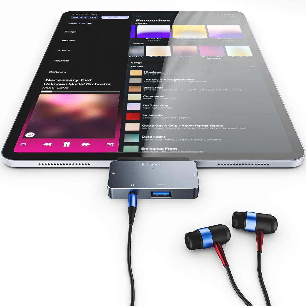 Hub USB-C Tech-Protect V6, 1 x USB-A - 1 x USB-C - 1 x HDMI - 1 x Jack 3.5mm, Γκρι