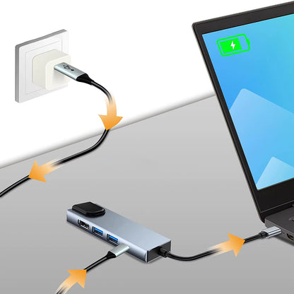 USB-C Techsuit H1 NetBridge Hub, 5in1, Gray