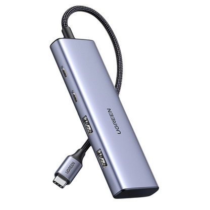 Hub USB-C UGREEN CM473, 2 x USB-A 3.0 - 2 x USB-C, 0,20 εκ, Γκρι
