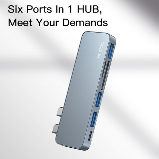 USB-C Hub Yesido HB10 για Apple MacBook Pro / Air Series, 6σε1, Γκρι