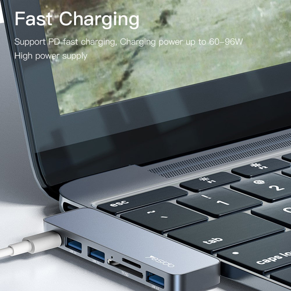 USB-C Hub Yesido HB10 για Apple MacBook Pro / Air Series, 6σε1, Γκρι