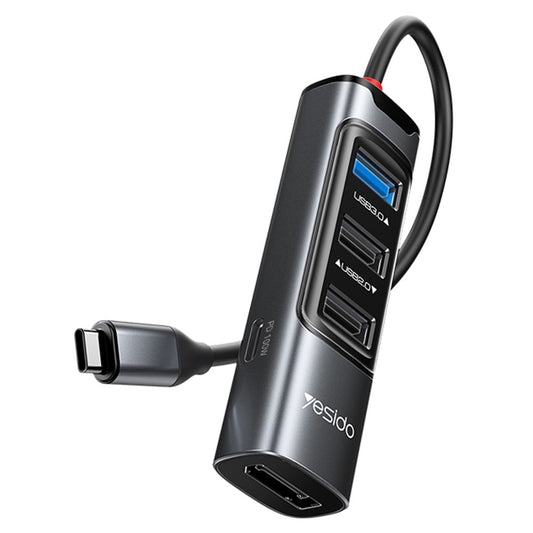 Hub USB-C Yesido HB23, 5in1, Γκρι