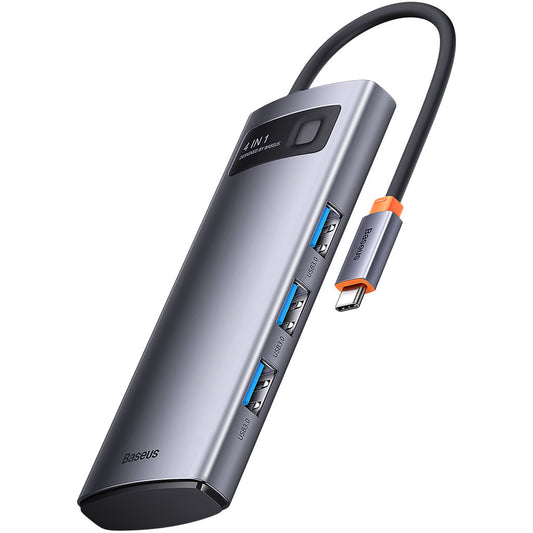 Hub USB-C Baseus Metal Gleam, 4 x USB-A 3.0, Γκρι WKWG070013