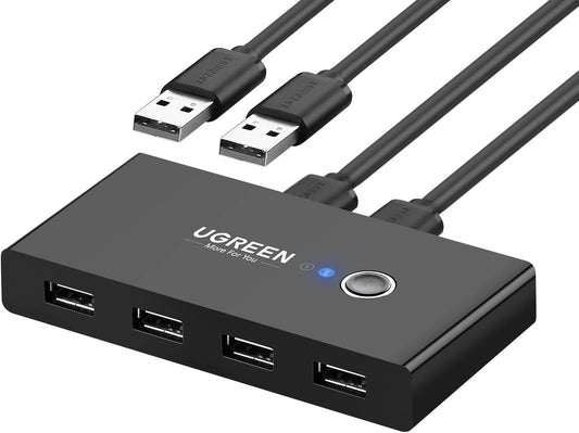 UGREEN US216 USB Switch (30767) Two Sharing Box, 4 x USB-A, Black