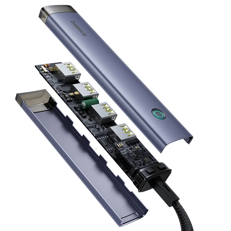 USB / USB-C Baseus UltraJoy Hub, 4 x USB-A 3.2 - 1 x USB-C, Gray B0005280B811-15