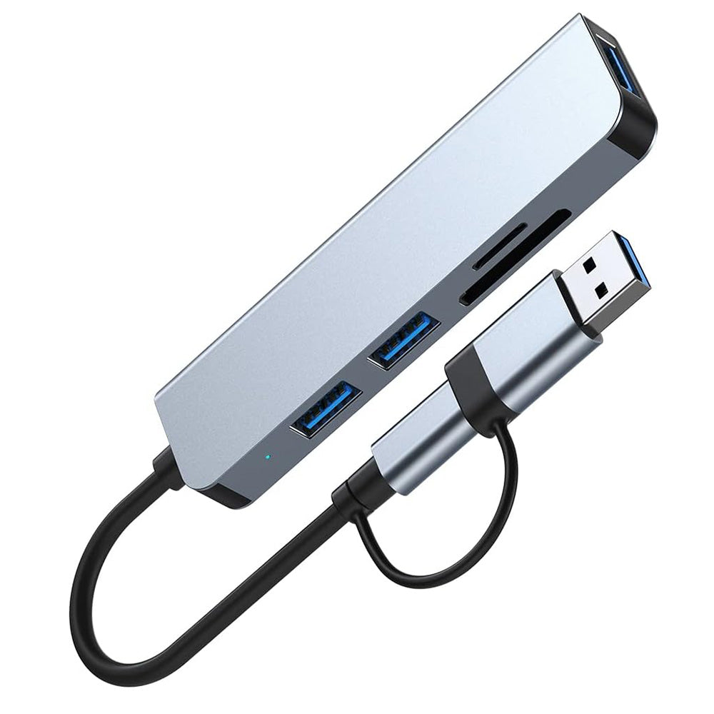 USB / USB-C Techsuit H7 DataBridge Hub, 5in1, Gray
