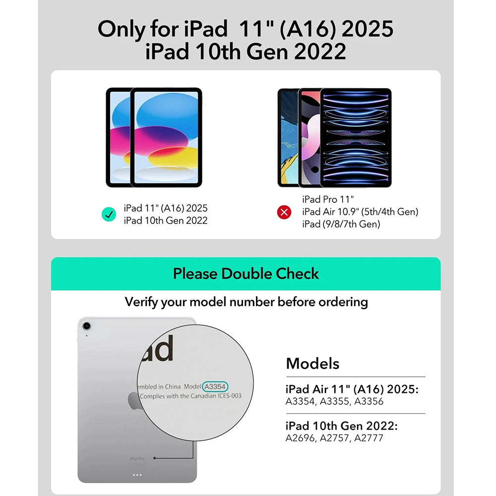 Θήκη με Πληκτρολόγιο για Apple iPad (2025) / (2022), ESR, Rebound New, Μαύρο