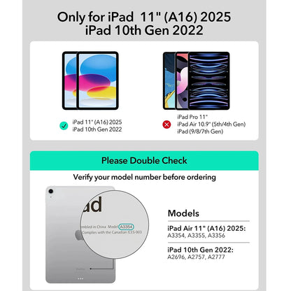 Θήκη με Πληκτρολόγιο για Apple iPad (2025) / (2022), ESR, Rebound New, Μαύρο