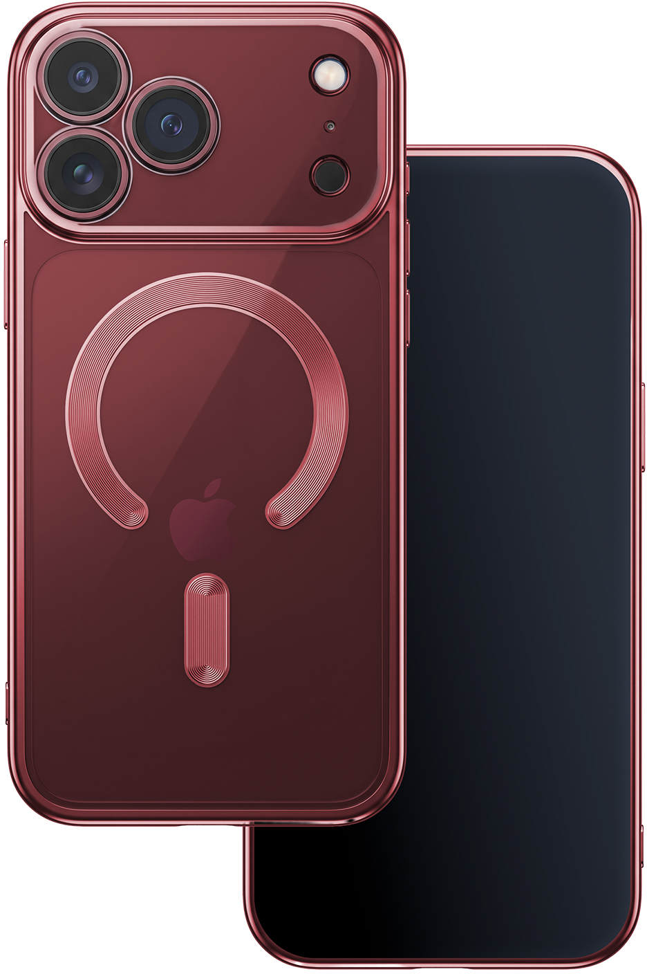 MagSafe Case for Apple iPhone 18 Pro / 17 Pro, OEM, Color Chrome Mag, Burgundy