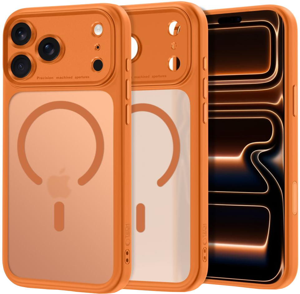 Θήκη MagSafe για Apple iPhone 18 Pro Max / 17 Pro Max, Tech-Protect, MagPeak CC, Πορτοκαλί Ματ