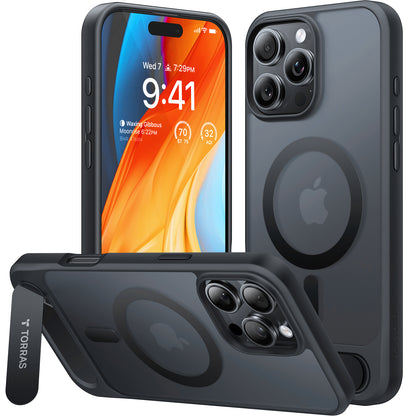 Θήκη MagSafe για Apple iPhone 16 Pro, Torras, Pstand, Μαύρη