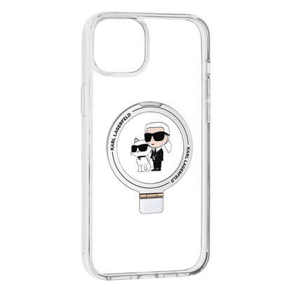 MagSafe Case for Apple iPhone 15 Plus, Karl Lagerfeld, Ringstand Karl and Choupette, White, Resealed