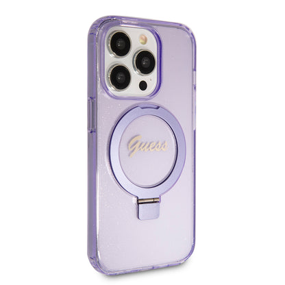 Θήκη MagSafe για Apple iPhone 15 Pro Max, Guess, IML Ring Stand Glitter, Μωβ