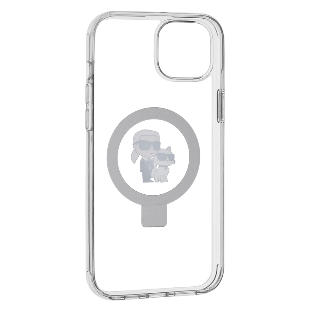 MagSafe Case for Apple iPhone 15 Plus, Karl Lagerfeld, Ringstand Karl and Choupette, White, Resealed