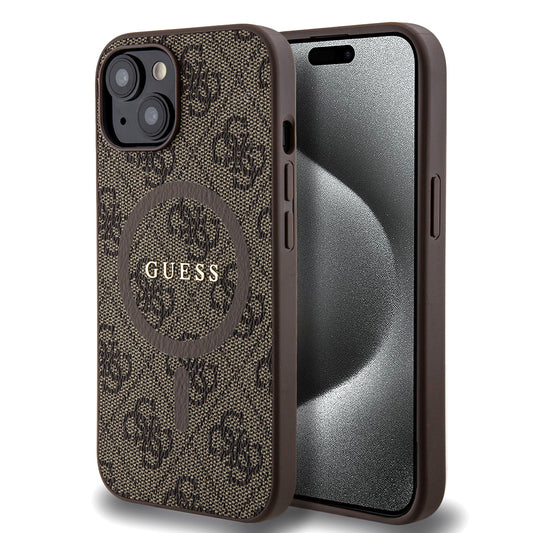 Θήκη MagSafe για Apple iPhone 15 Plus, Guess, 4G Colored Ring, Καφέ