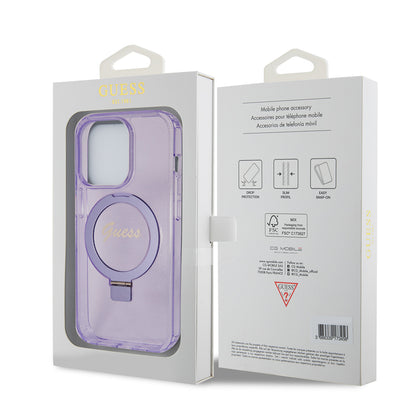 Θήκη MagSafe για Apple iPhone 15 Pro Max, Guess, IML Ring Stand Glitter, Μωβ