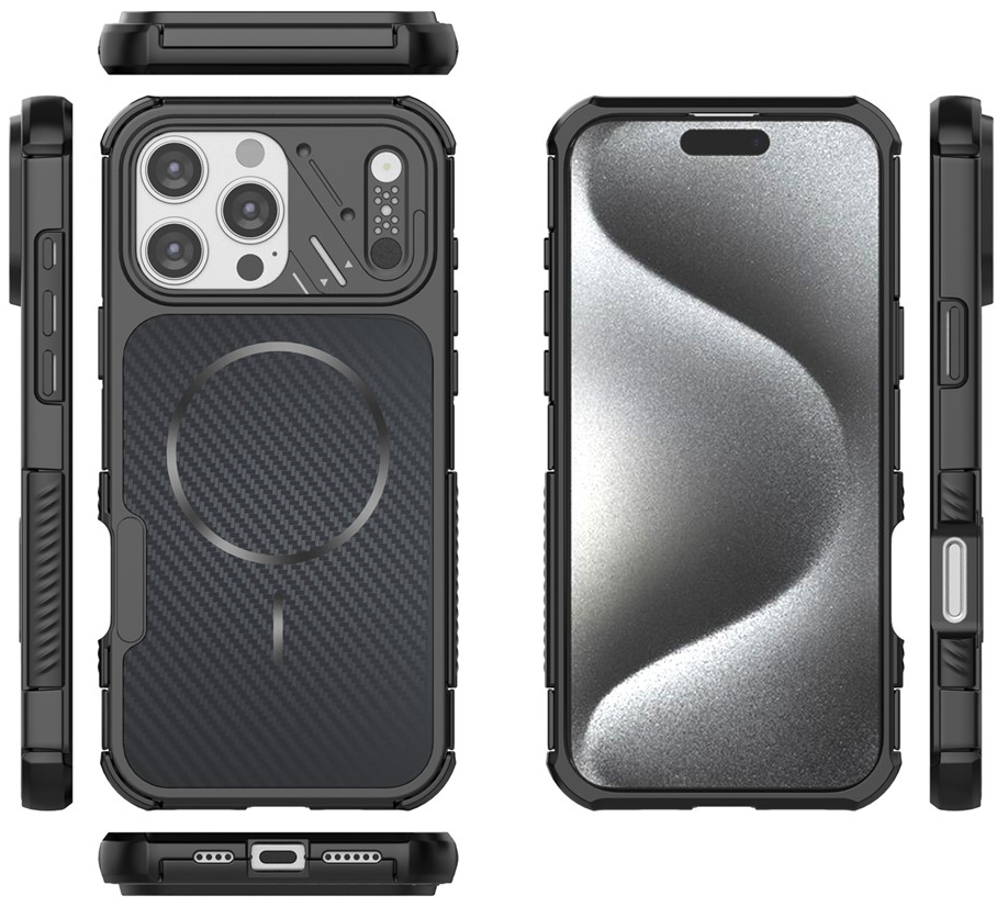 MagSafe Case for Apple iPhone 16 Pro Max, OEM, Carbon and Corner Protection, Black