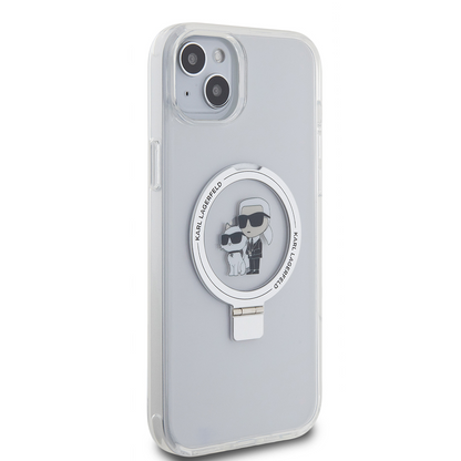 MagSafe Case for Apple iPhone 15 Plus, Karl Lagerfeld, Ringstand Karl and Choupette, White, Resealed