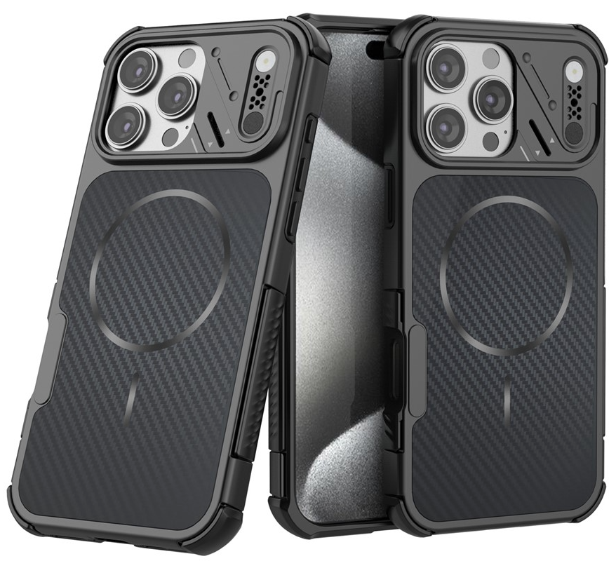 MagSafe Case for Apple iPhone 16 Pro, OEM, Carbon and Corner Protection, Black