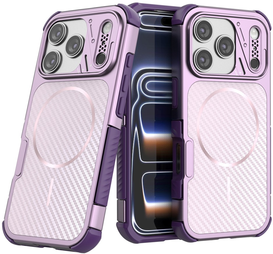 MagSafe Case for Apple iPhone 18 Pro / 17 Pro, OEM, Carbon and Corner Protection, Purple