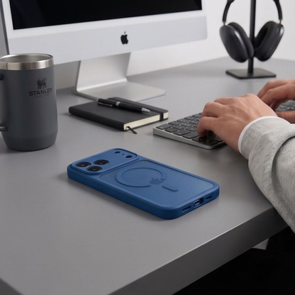 MagSafe Case for Apple iPhone 18 Pro / 17 Pro, Tech-Protect, BasicMag, Matte Navy Blue
