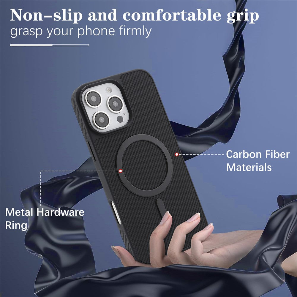 MagSafe Case for Apple iPhone 16 Pro Max, OEM, Carbon Metal Ring, Black