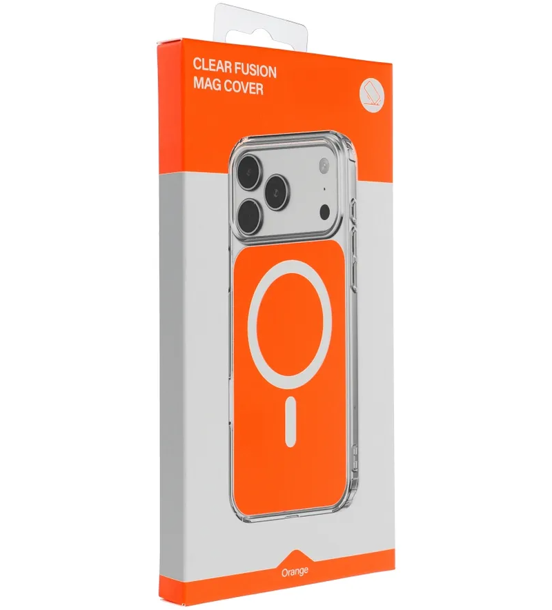 MagSafe Case for Apple iPhone 17e / 16e, OEM, Clear Fusion Mag Cover, Orange