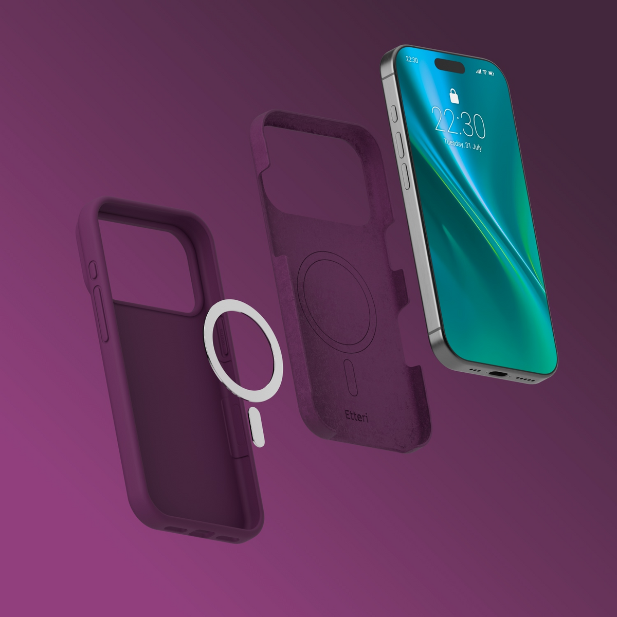 Θήκη MagSafe για Apple iPhone 18 Pro Max / 17 Pro Max, Etteri, Silicone Mag, Βυσσινί