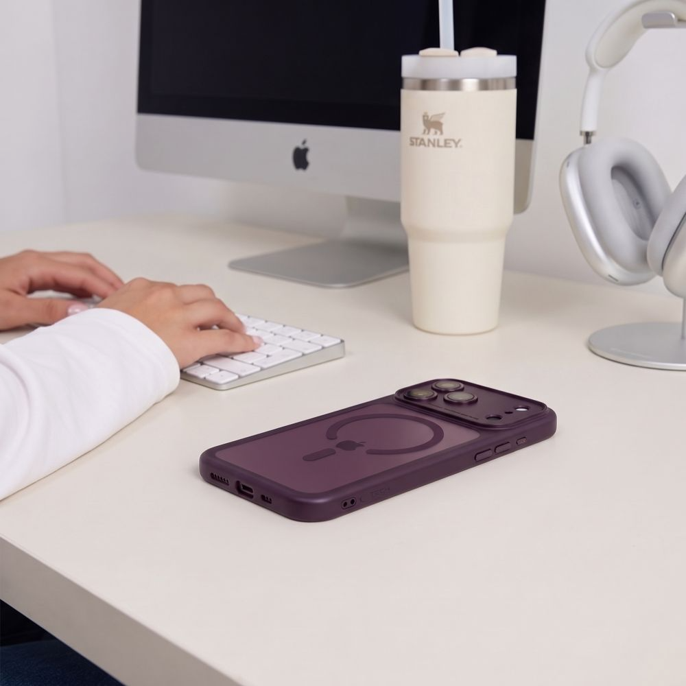 Θήκη MagSafe για Apple iPhone 18 Pro Max / 17 Pro Max, Tech-Protect, MagPeak CC, Διάφανο Βυσσινί