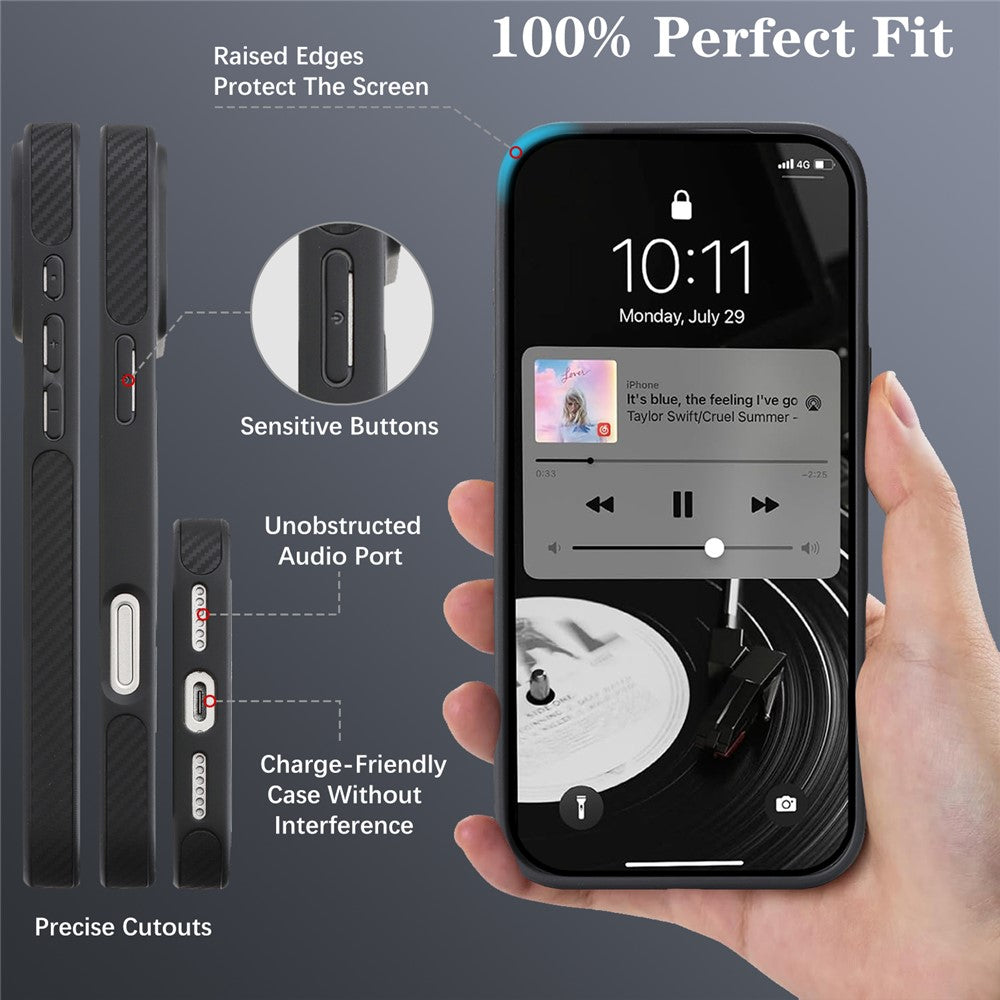 MagSafe Case for Apple iPhone 16 Pro Max, OEM, Carbon Metal Ring, Black