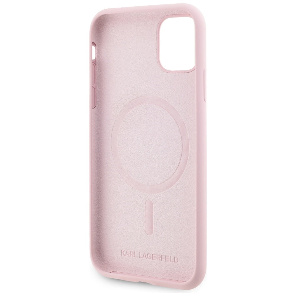 Θήκη MagSafe για Apple iPhone 11, Karl Lagerfeld, Σιλικόνη Karl & Choupette, Ροζ