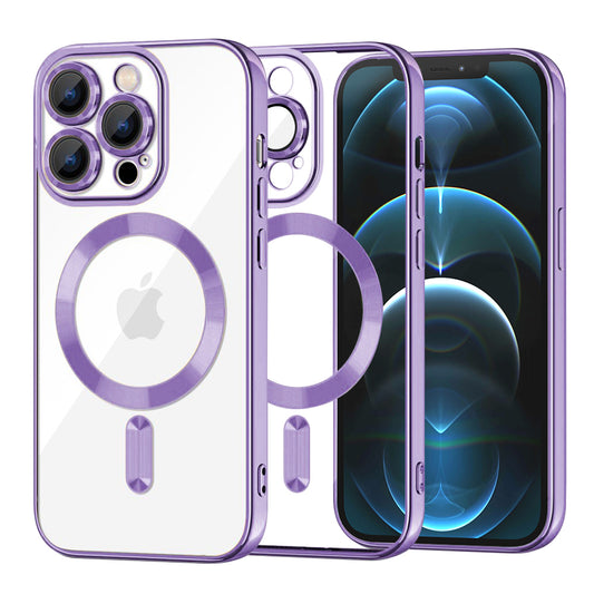 Θήκη MagSafe για Apple iPhone 12 Pro Max, Techsuit, Luxury Crystal, Ανοιχτό Μωβ