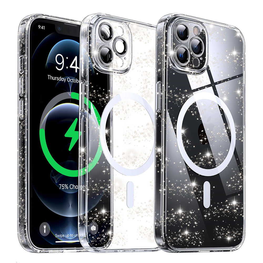 MagSafe Case for Apple iPhone 12 Pro Max, Techsuit, SparkleSkin, Transparent