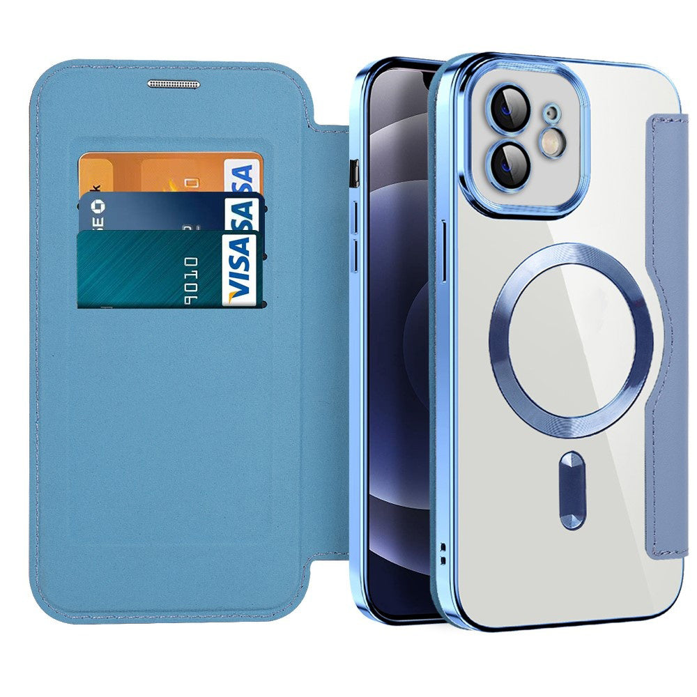 MagSafe Case for Apple iPhone 12, Techsuit, SmartMag Book, Blue
