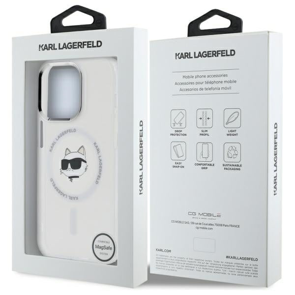 Θήκη MagSafe για Apple iPhone 13 Pro, Karl Lagerfeld, IML Metal Choupette's Head, Λευκή.