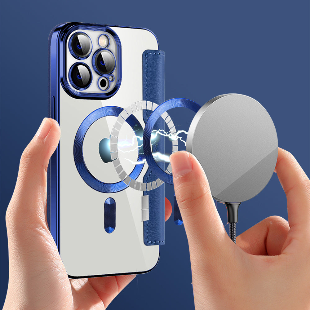 Θήκη MagSafe για Apple iPhone 13 Pro, Techsuit, SmartMag Book, Μπλε