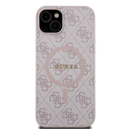 MagSafe Case for Apple iPhone 14, Guess, 4G Ring Classic Logo, Pink