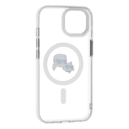 Θήκη MagSafe για Apple iPhone 14, Karl Lagerfeld, IML Metal Karl & Choupette's Heads, Λευκή