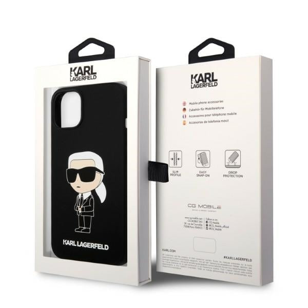 MagSafe Case for Apple iPhone 14 Plus, Karl Lagerfeld, Ikonik Karl Silicone, Black