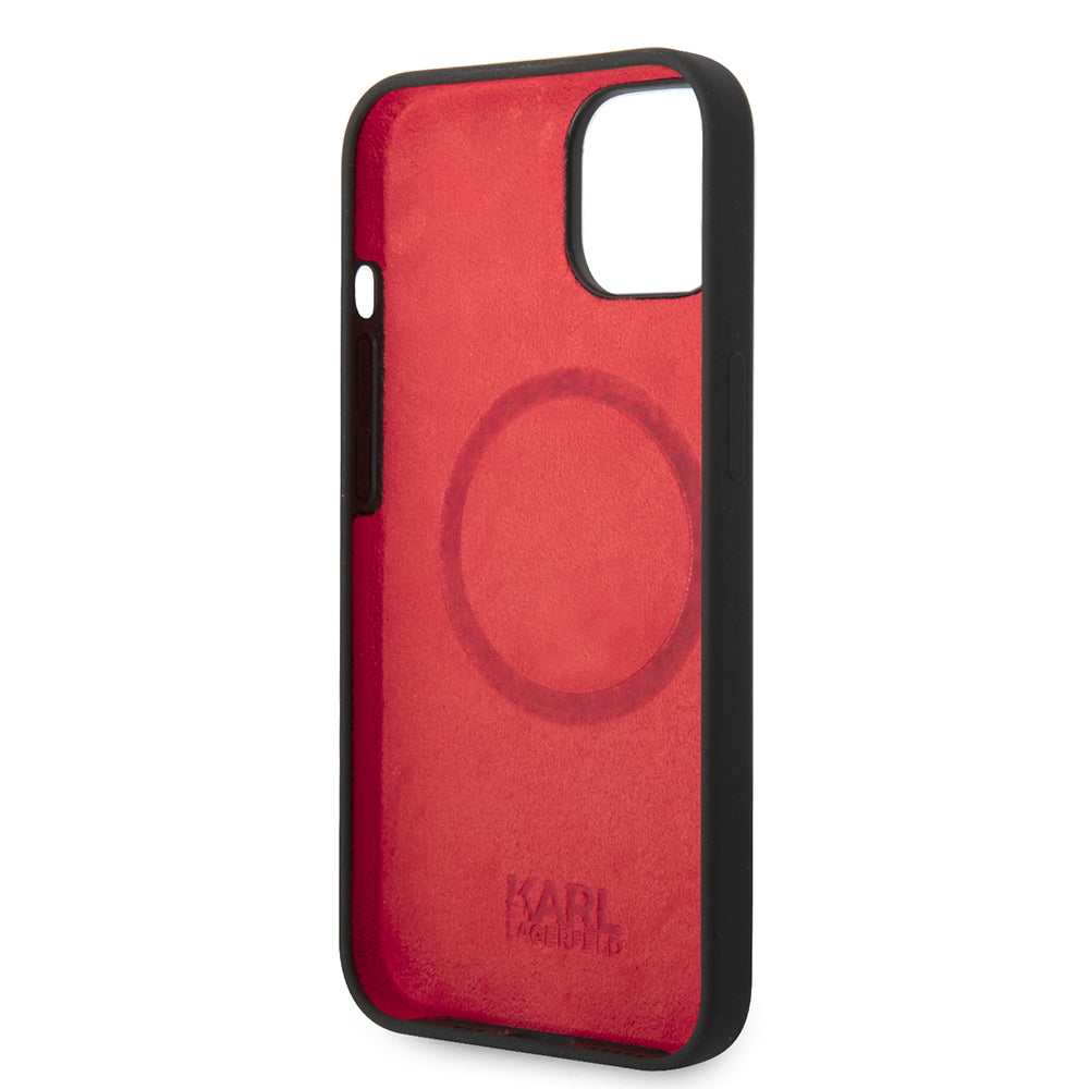 Θήκη MagSafe για Apple iPhone 14 Plus, Karl Lagerfeld, Silicone Plaque, Μαύρη