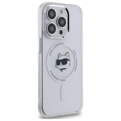 MagSafe Case for Apple iPhone 14 Pro, Karl Lagerfeld, IML Metal Choupette's Head, White