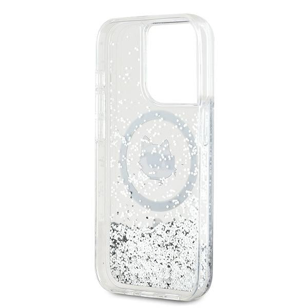 Θήκη MagSafe για Apple iPhone 14 Pro, Karl Lagerfeld, Liquid Glitter Choupette's Head, Διάφανη
