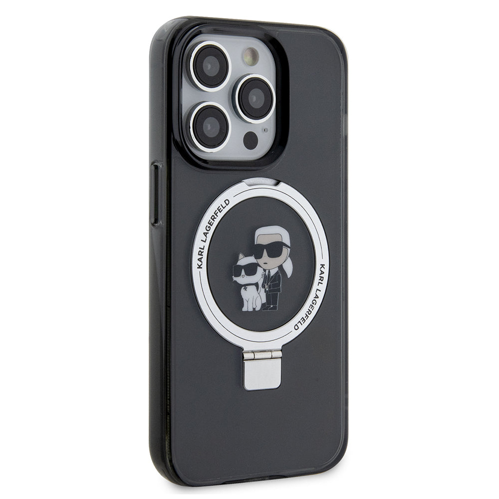 Θήκη MagSafe για Apple iPhone 14 Pro, Karl Lagerfeld, Ring Stand Karl & Choupette, Μαύρη