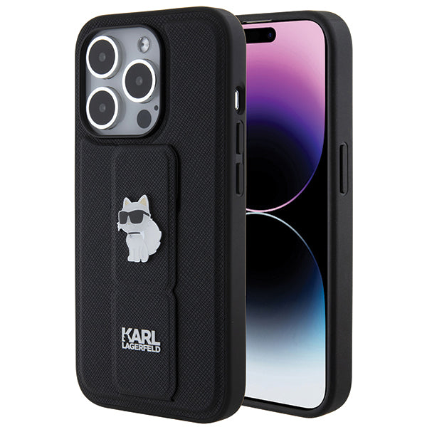 Θήκη MagSafe για Apple iPhone 14 Pro, Karl Lagerfeld, Saffiano Gripstand Choupette, Μαύρη