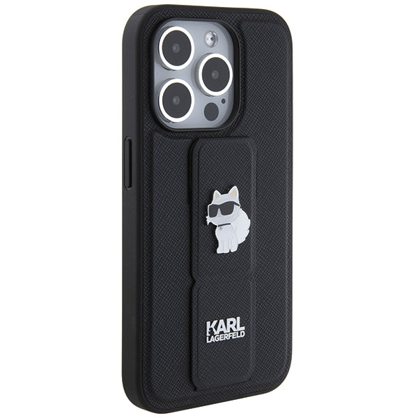 Θήκη MagSafe για Apple iPhone 14 Pro, Karl Lagerfeld, Saffiano Gripstand Choupette, Μαύρη