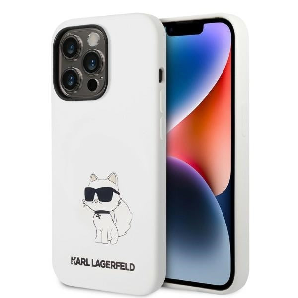 MagSafe Case for Apple iPhone 14 Pro, Karl Lagerfeld, Choupette Silicone, White