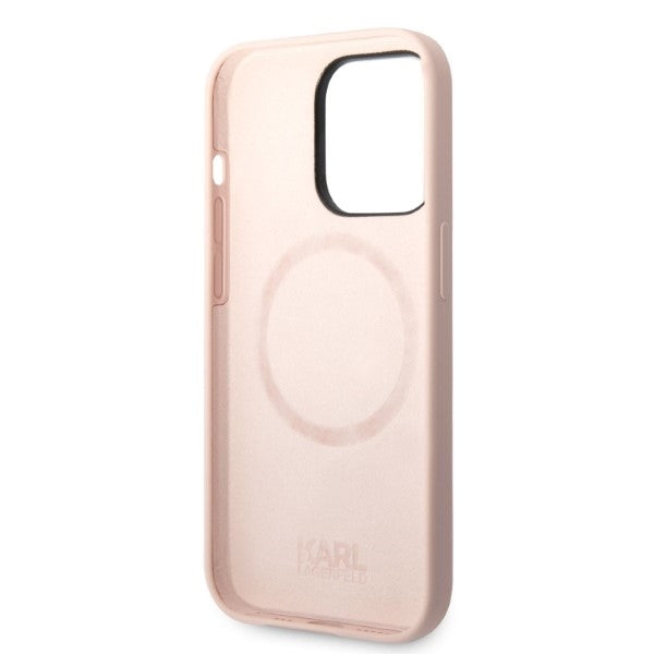 MagSafe Case for Apple iPhone 14 Pro, Karl Lagerfeld, Ikonik Karl Silicone, Pink