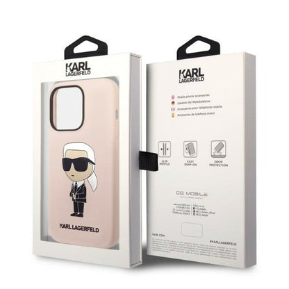 MagSafe Case for Apple iPhone 14 Pro, Karl Lagerfeld, Ikonik Karl Silicone, Pink