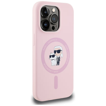 Θήκη MagSafe για Apple iPhone 14 Pro, Karl Lagerfeld, Σιλικόνη Karl & Choupette, Ροζ