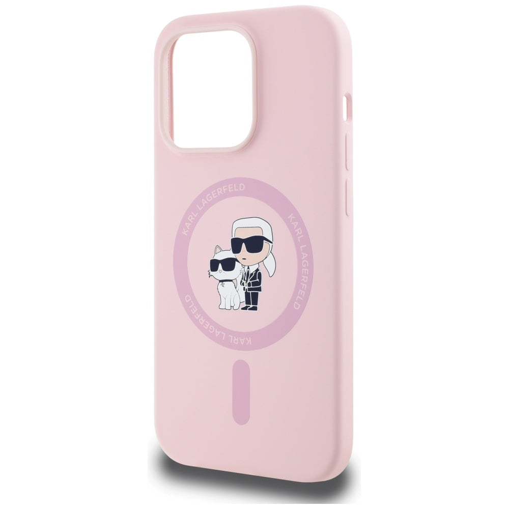 Θήκη MagSafe για Apple iPhone 14 Pro, Karl Lagerfeld, Σιλικόνη Karl & Choupette, Ροζ